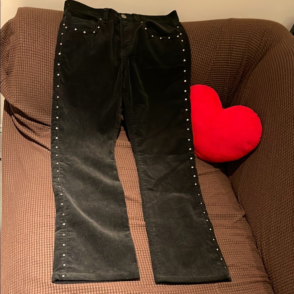 EUC-Calvin Klein Jeans - black corduroy Studded Pants - size 2 (27 inseam)